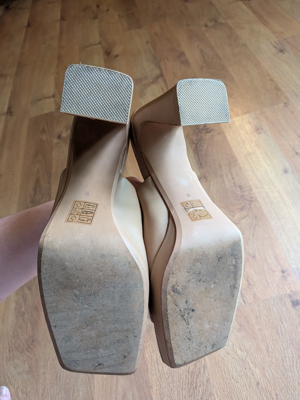 Jeffrey Campbell Tan Square-Toe Block Heel Mules - Picture 3 of 3